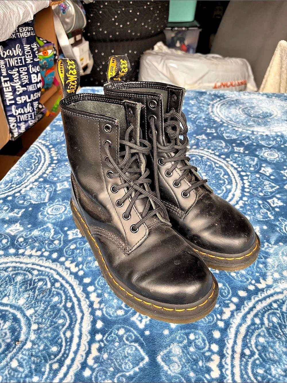 Dr. Martens 1460 Smooth Leather Lace Up Boots Combat Boots Black US 6